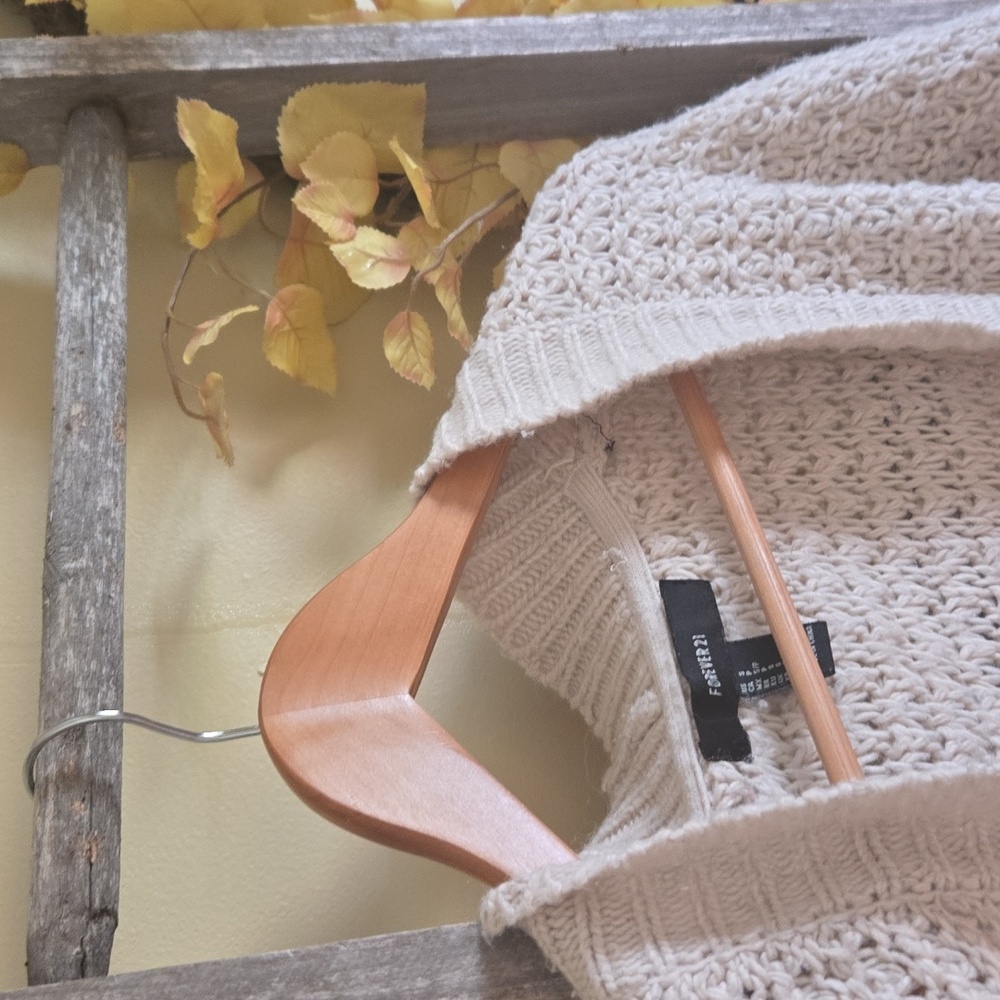 Forever 21 Beige Textured Cream Cardigan